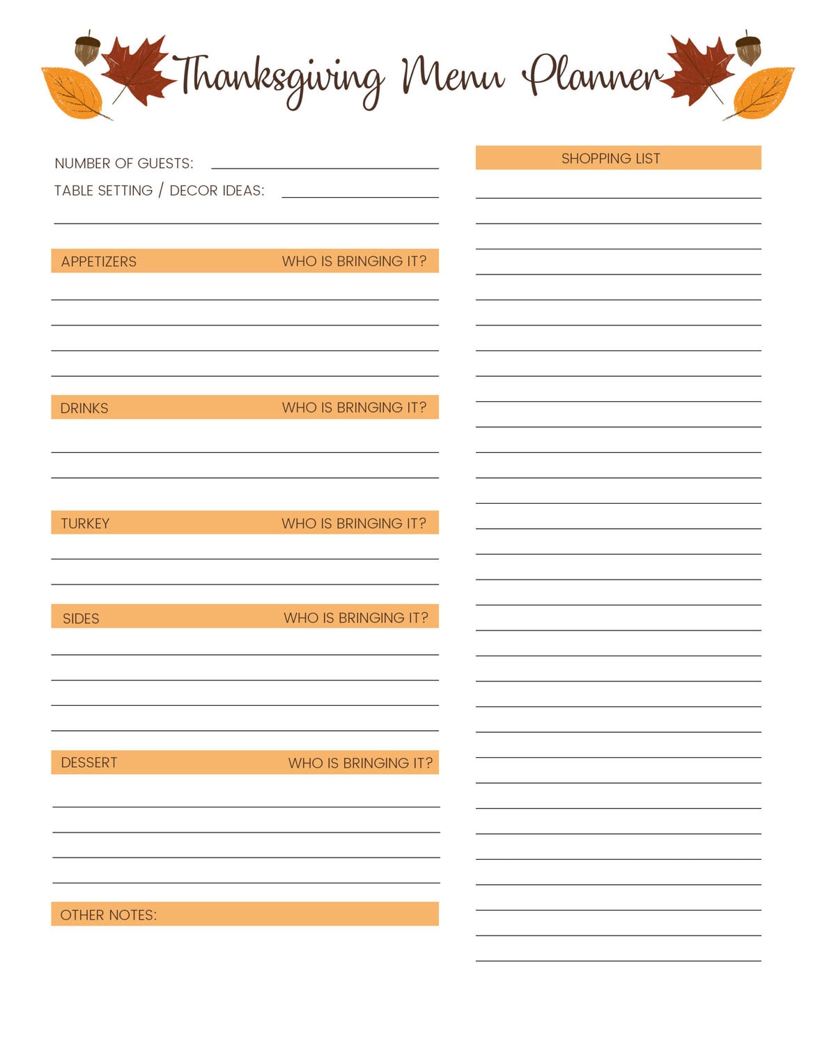 FREE Thanksgiving Menu Template, Schedule + Tags  Lil