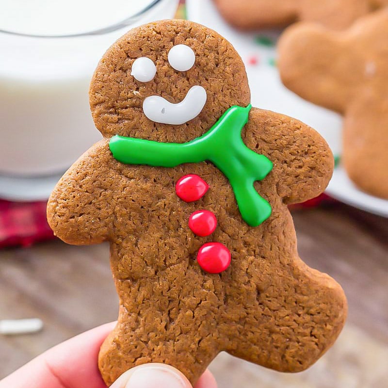 Christmas desserts - gingerbread cookie recipe decorated with red hots.