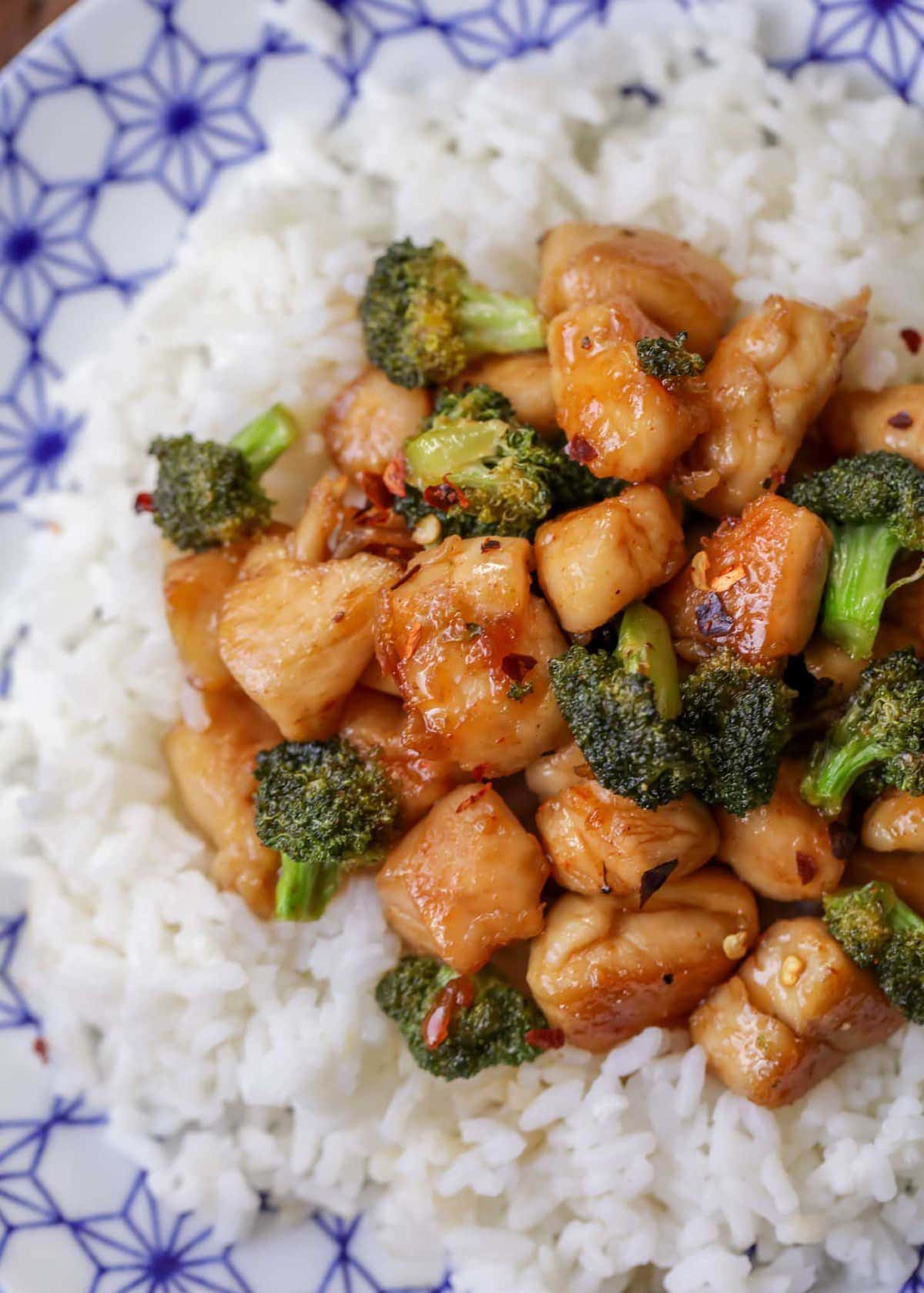 Honey Soy Chicken on a plate with rice