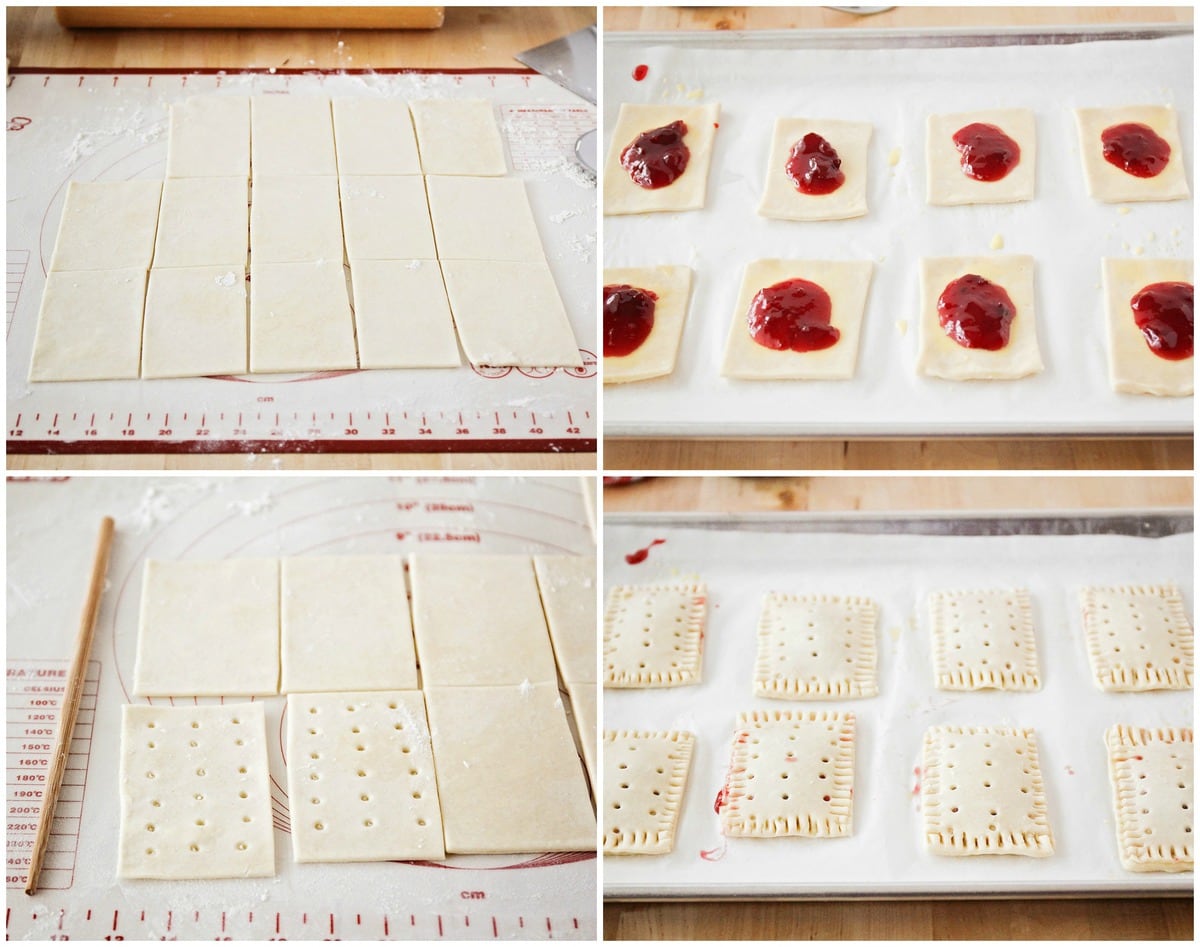 scatti di processo che mostrano come fare le pop tarts fatte in casa