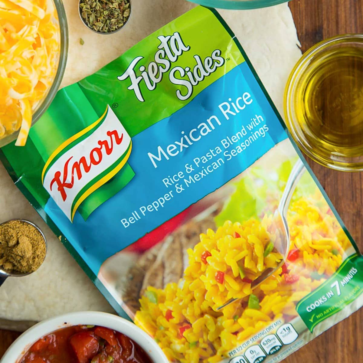 Knorr Fiesta Sides for filling baked chicken chimichangas.