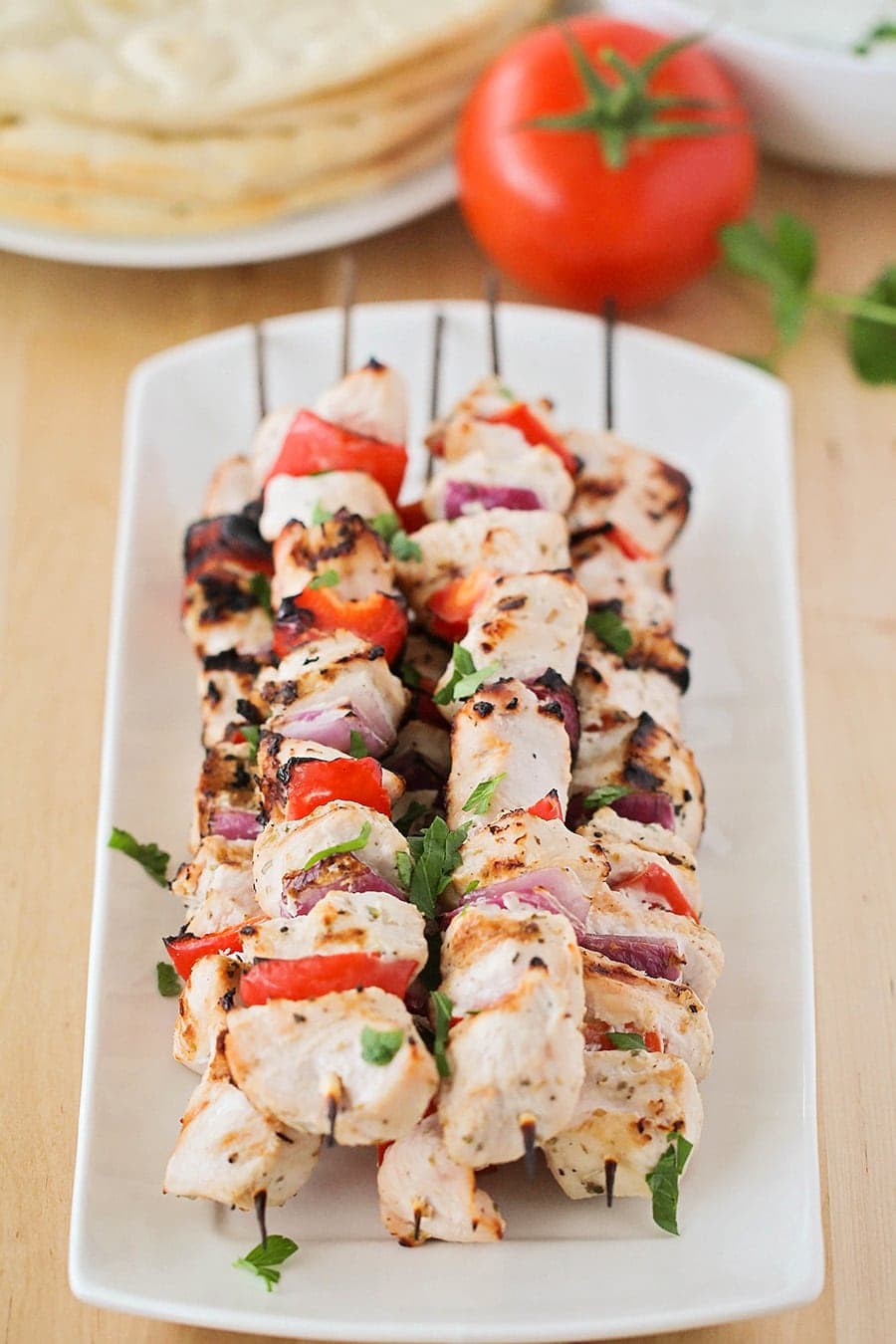 4th of July Recipes - Chicken souvlaki on skewers.