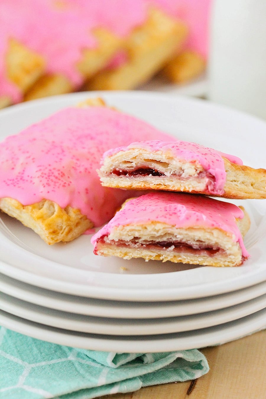 Diy pop tarts on a plate with one broken in half