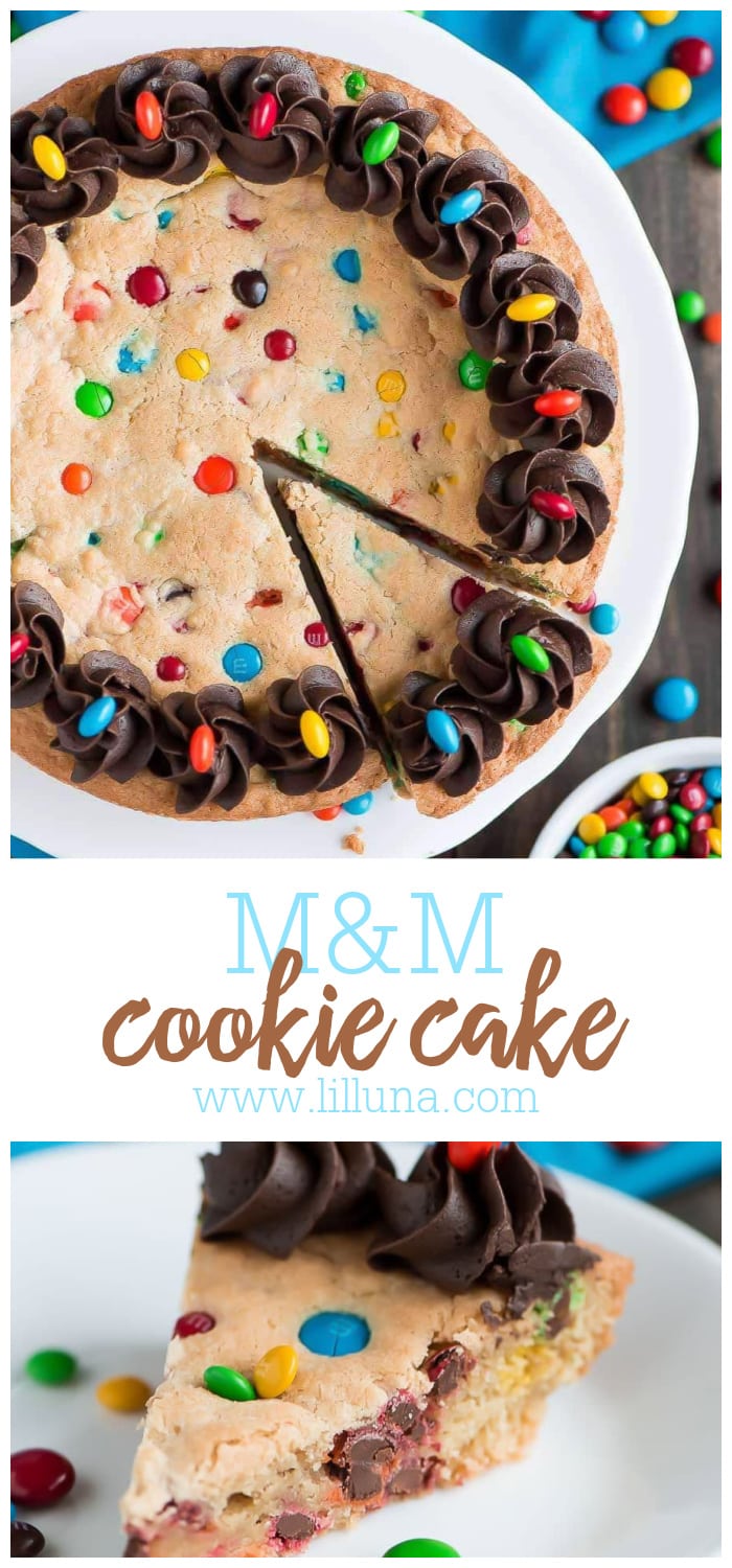 FAVORITE M&M Cookie Cake Recipe | Lil' Luna