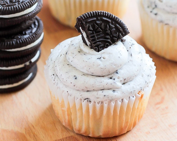 Oreo Cupcake topped with oreo frosting