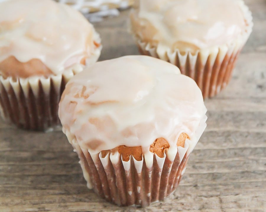 Donut Muffins topped with glaze