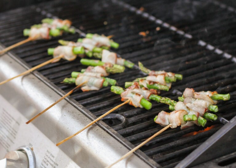 Grilled Bacon Wrapped Asparagus {Safari Skewers} Lil' Luna