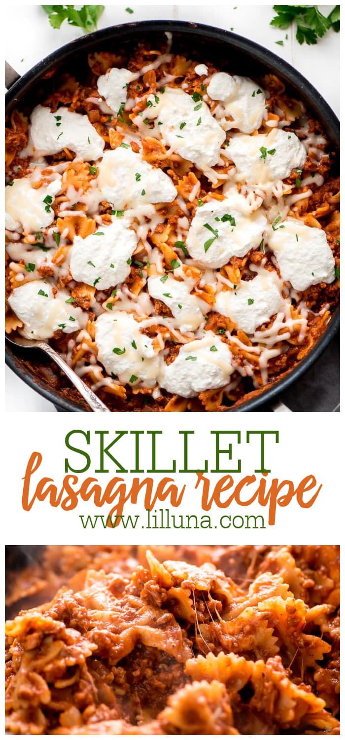 Skillet Lasagna {One Pot + Made in 30 Minutes} | Lil' Luna