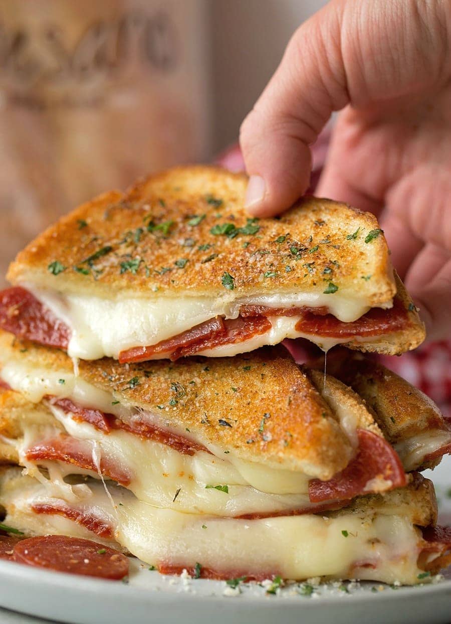 Pepperoni Pizza Grilled Cheese Sandwich Recipe - Chef Dennis