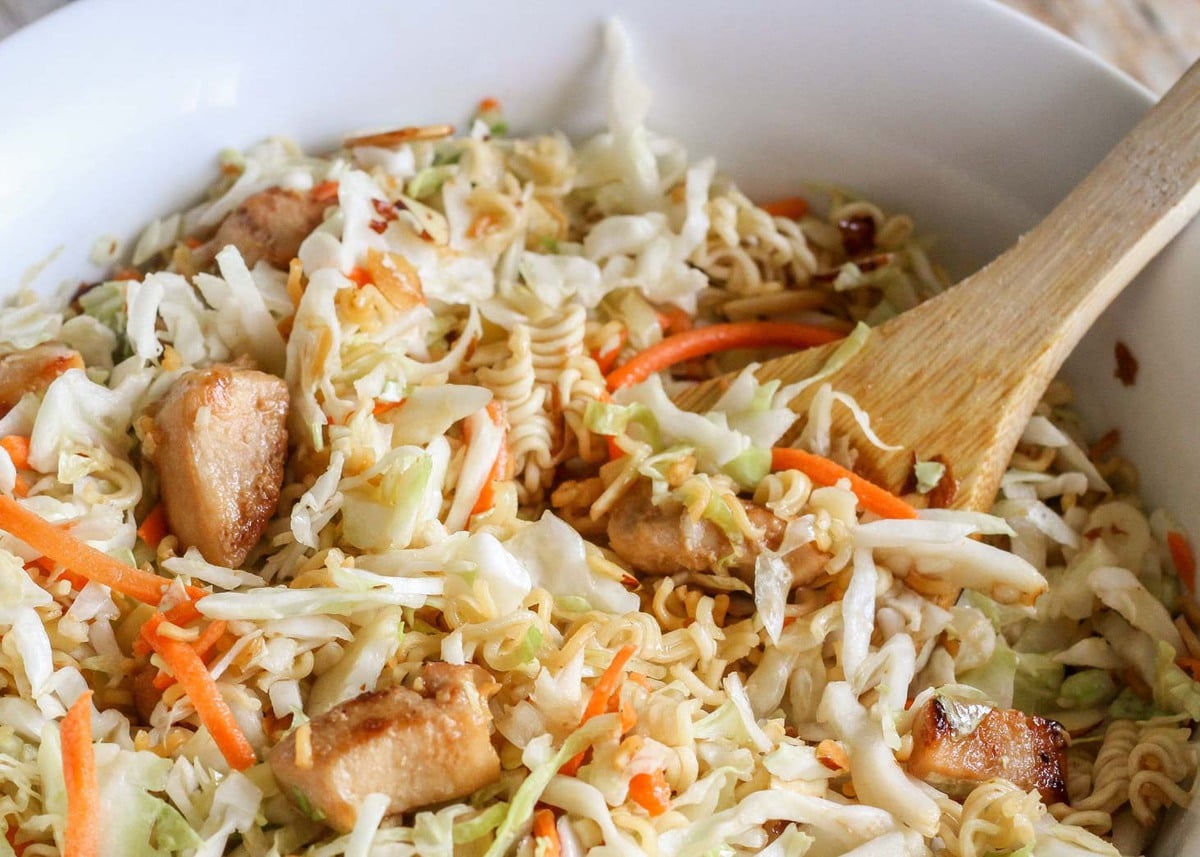 Asian Slaw in a white bowl