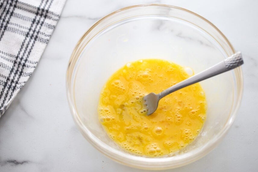 Eggs whisked together for egg drop soup recipe