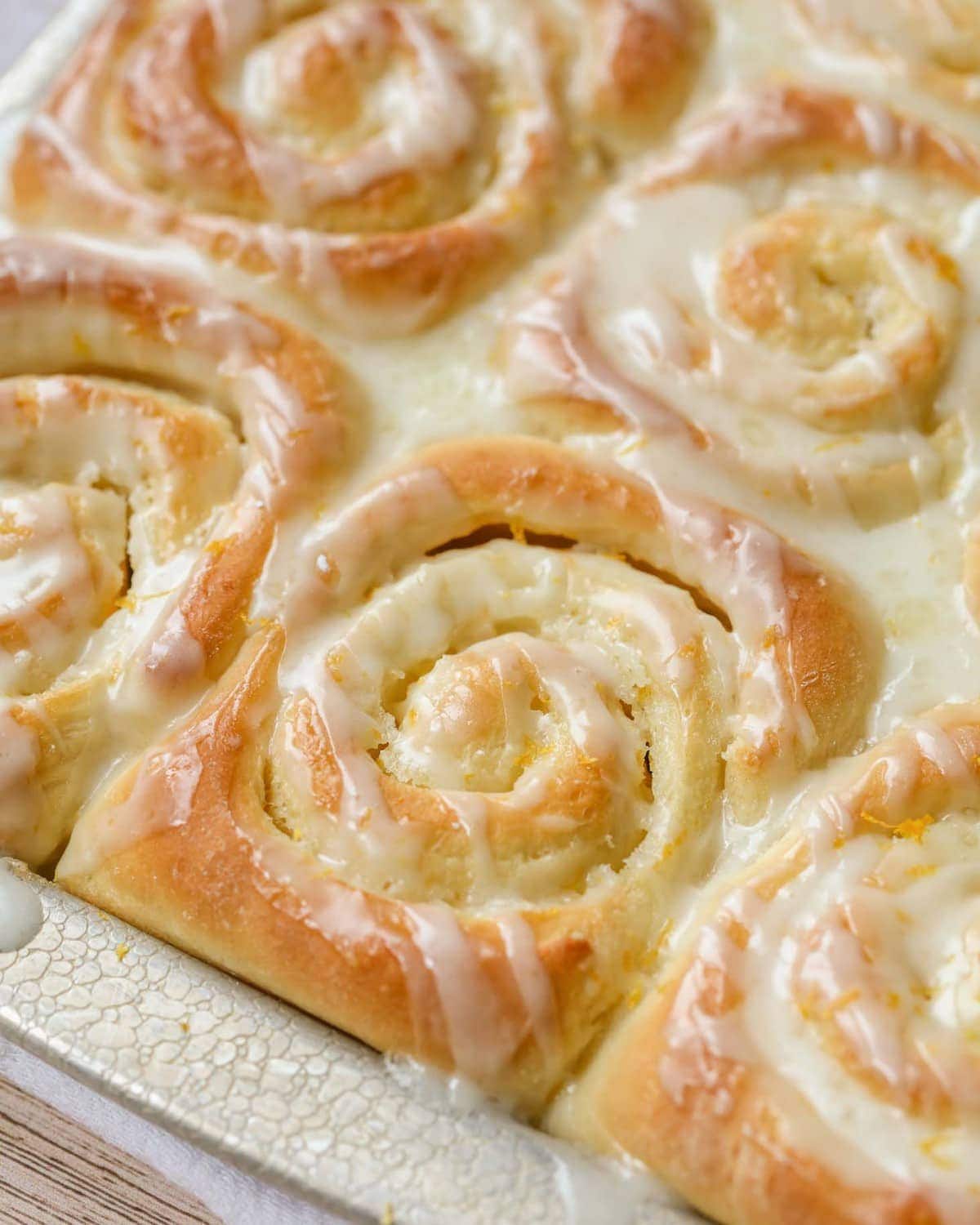 Close up of Orange Cinnamon Rolls