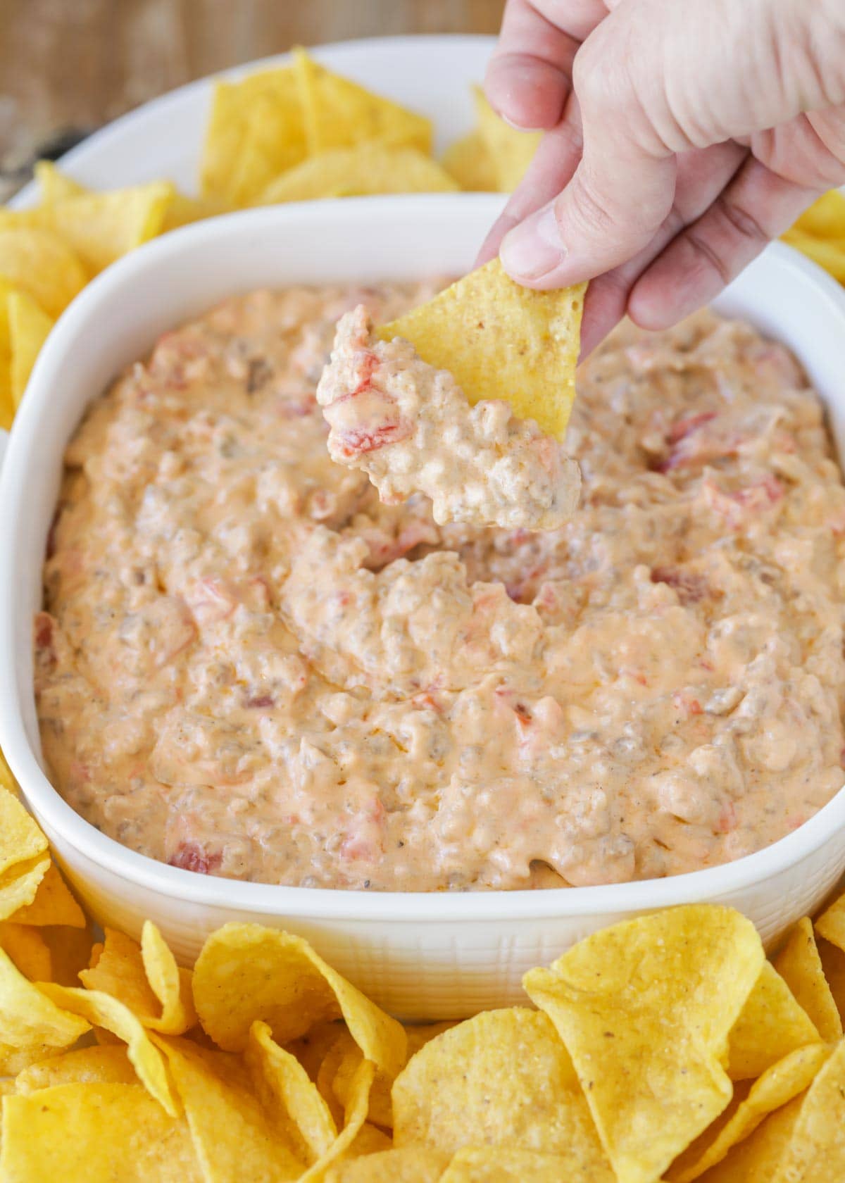 Sausage cream cheese dip recipe with chips