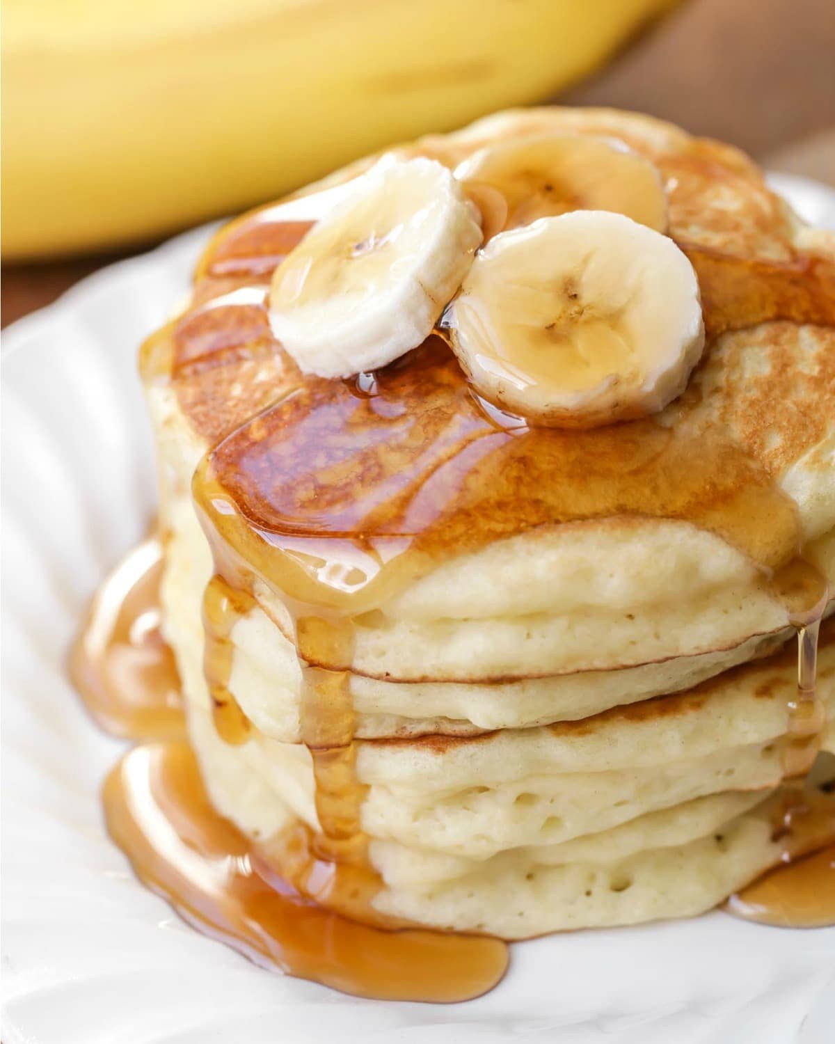 Pancakes made with yogurt on a white plate