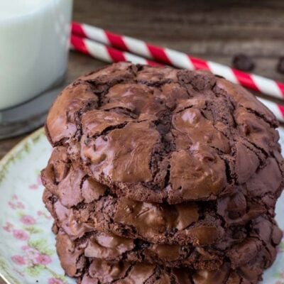 Flourless chocolate cookies are fudgy, chewy & naturally gluten free.