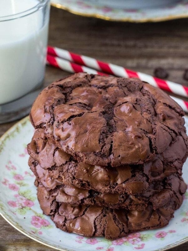 Flourless chocolate cookies are fudgy, chewy & naturally gluten free.
