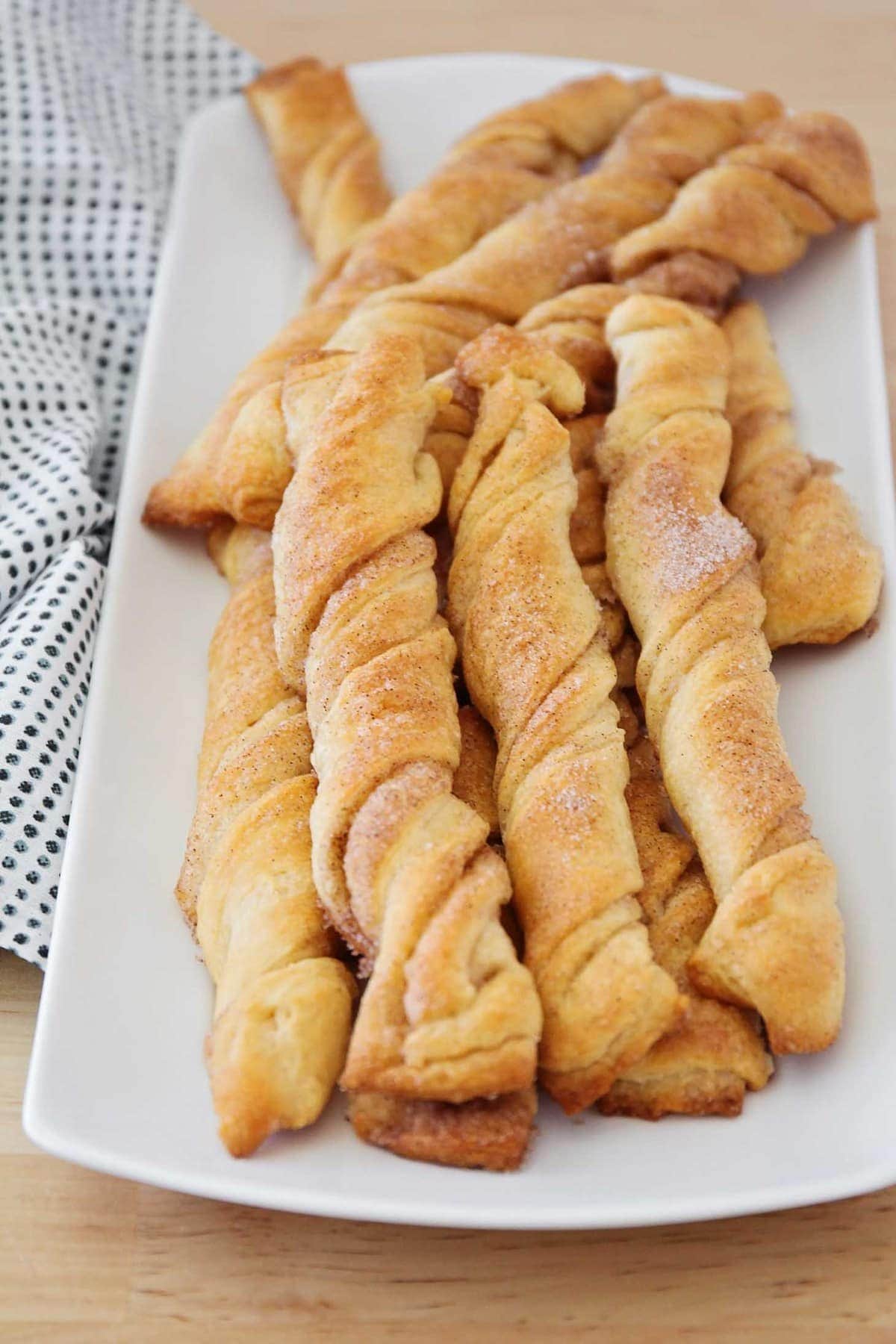 Cinnamon Twists on a serving platter