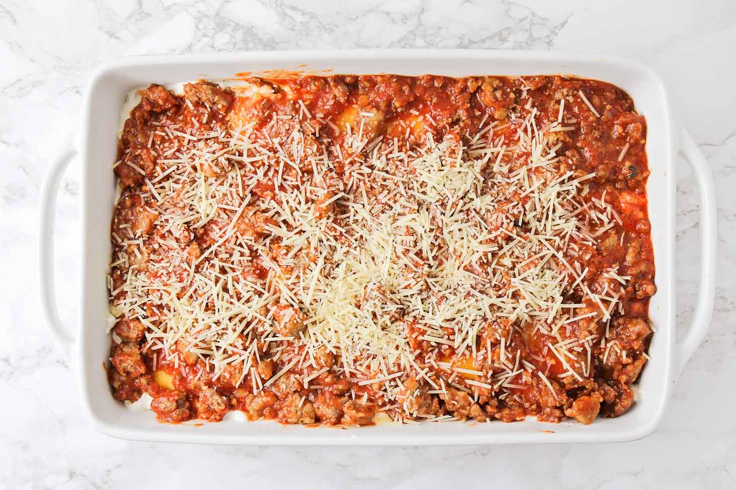 Easy Lasagna Recipe in casserole dish