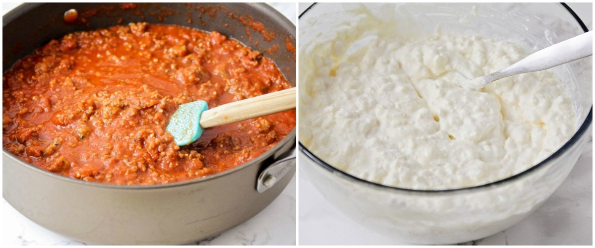 Lasagna Meat and cheese in bowl