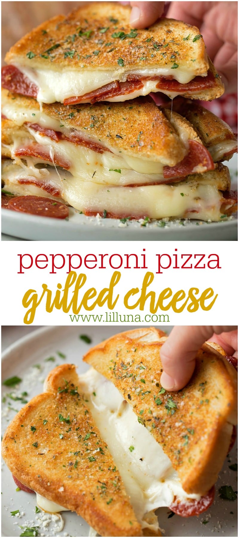 Pepperoni Pizza Grilled Cheese Sandwich | Lil' Luna