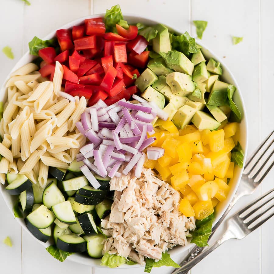 How to Make Tuna Salad recipe - chopped ingredients in bowl.