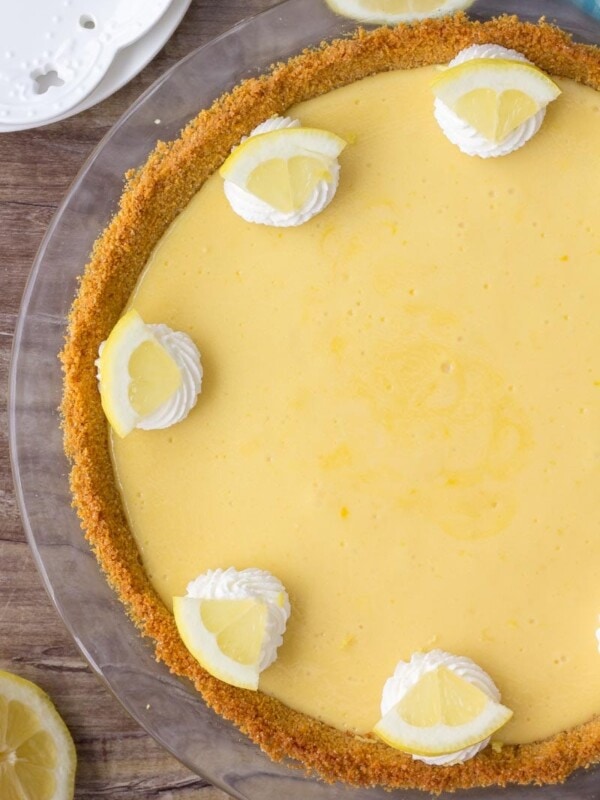Creamy, dreamy lemon icebox pie with a graham cracker crust.