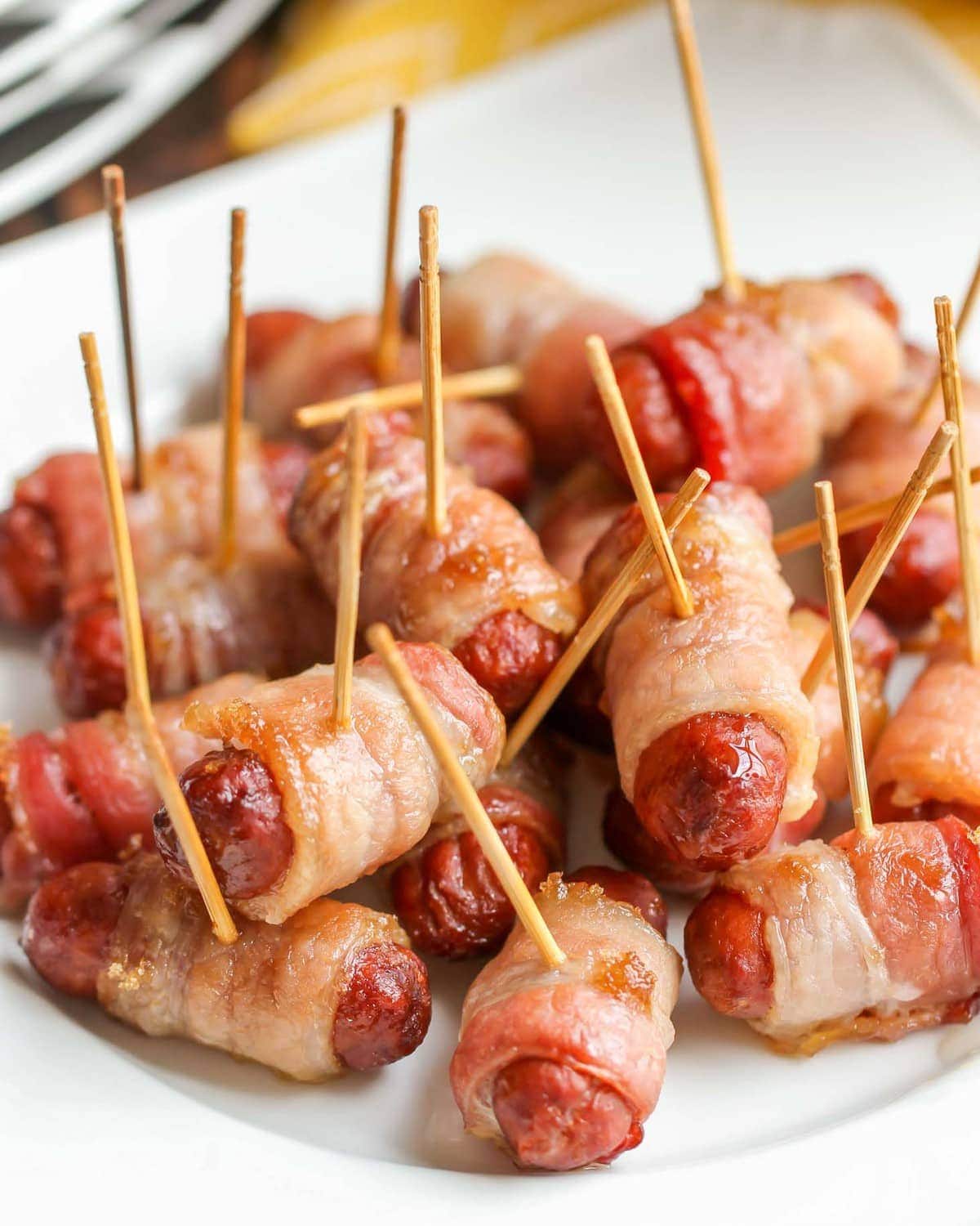 Bacon Wrapped Little Smokies held together with toothpicks