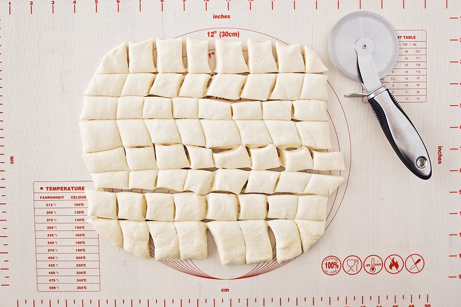 Cut dough for easy monkey bread