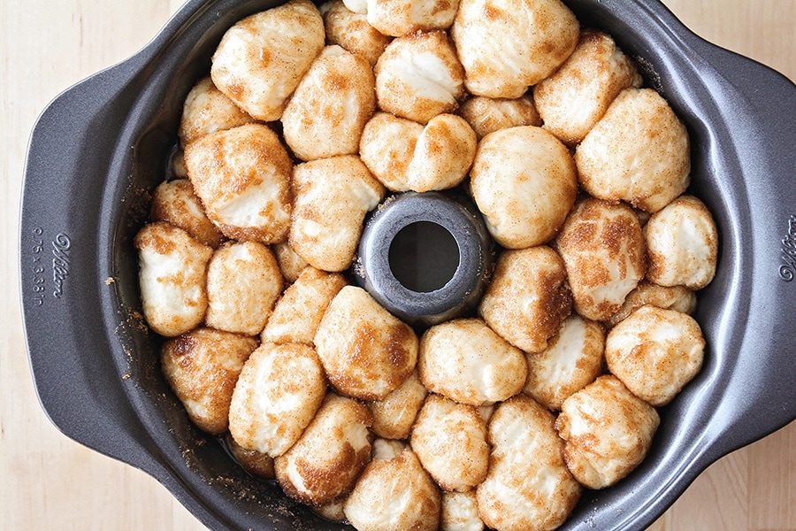 Easy Monkey Bread nuggets in a bundt pan