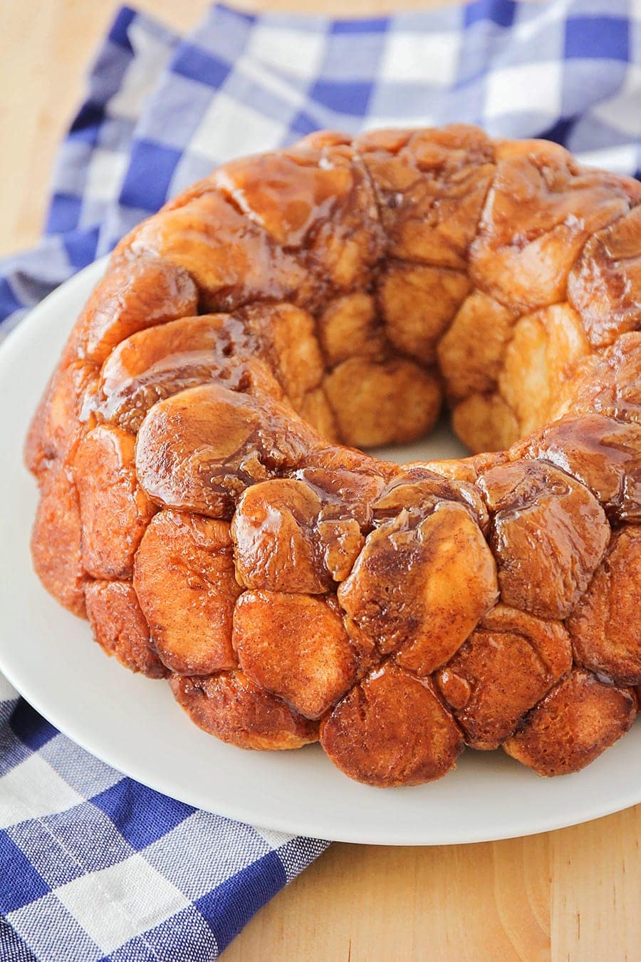 Easy Monkey Bread ring served on a white plate