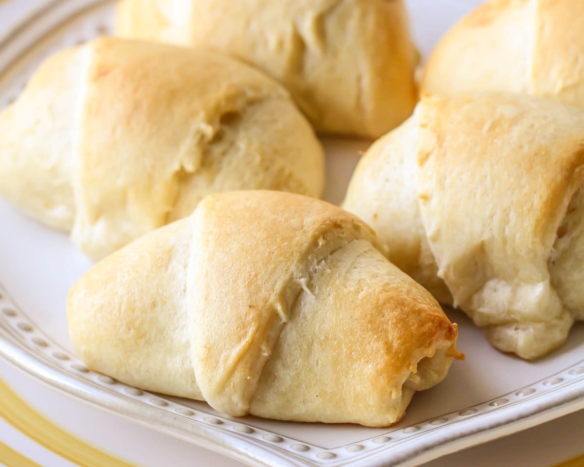 stuffed crescent rolls on a white plate