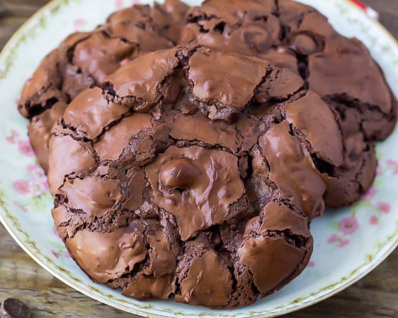 Easy cookie recipes - flourless chocolate cookies on a plate.