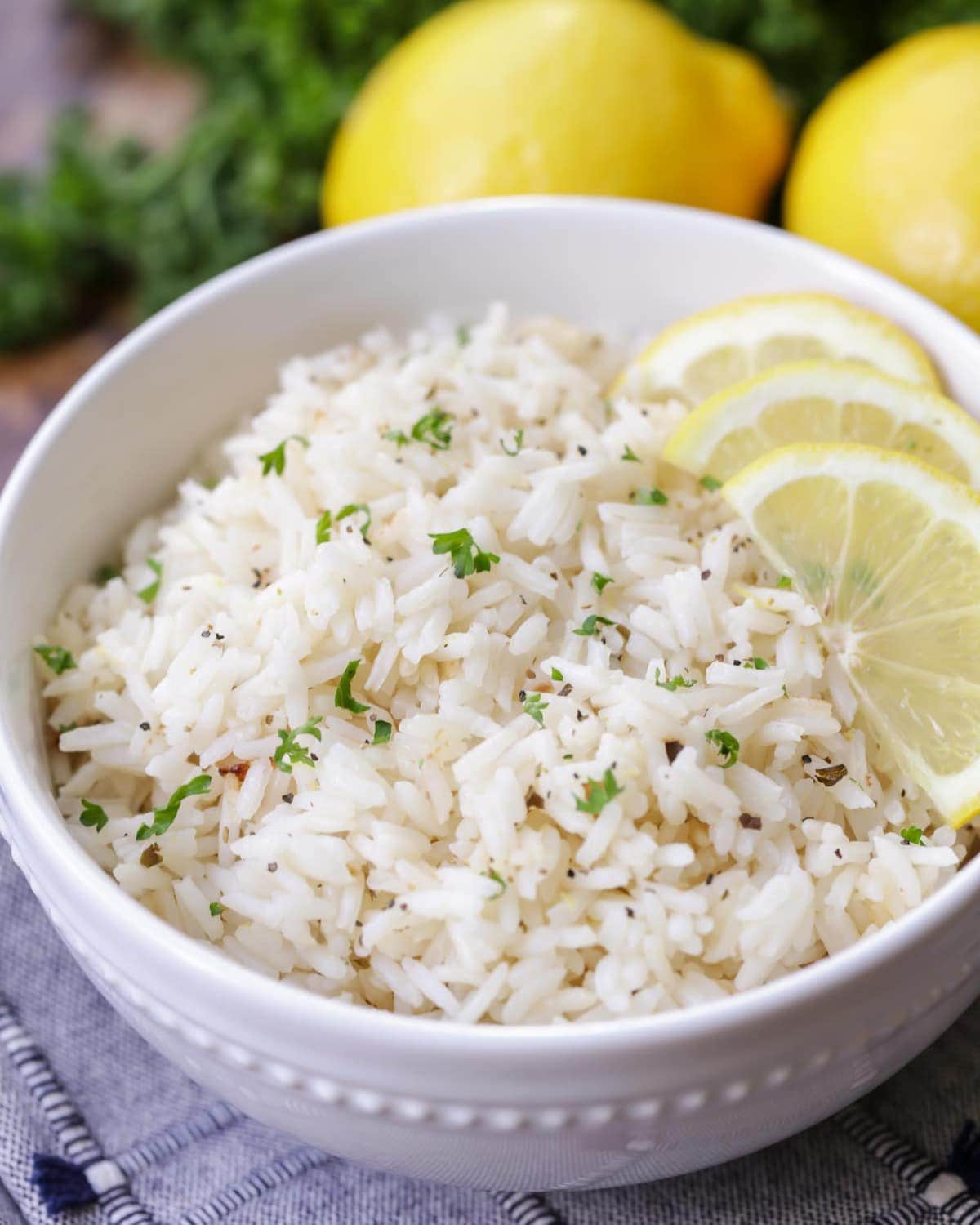 Lemon Rice in a white bowl