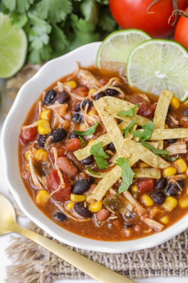 Easy Chicken Taco Soup Recipe - so simple and so good! | Lil' Luna