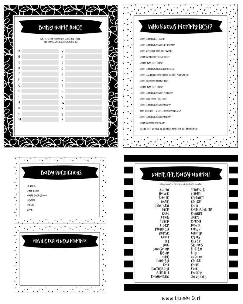 Free Printable Baby Shower Games - Download Instantly!