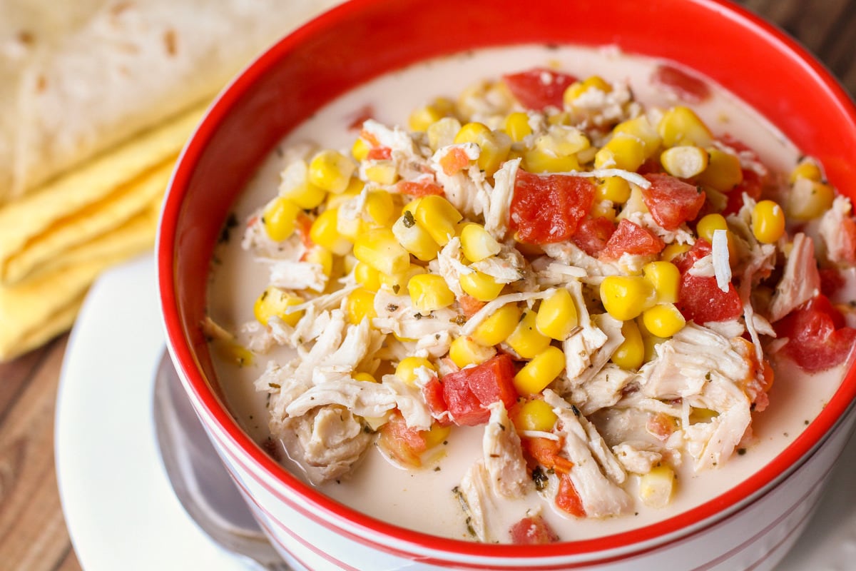 Mexican Corn Soup in a bowl