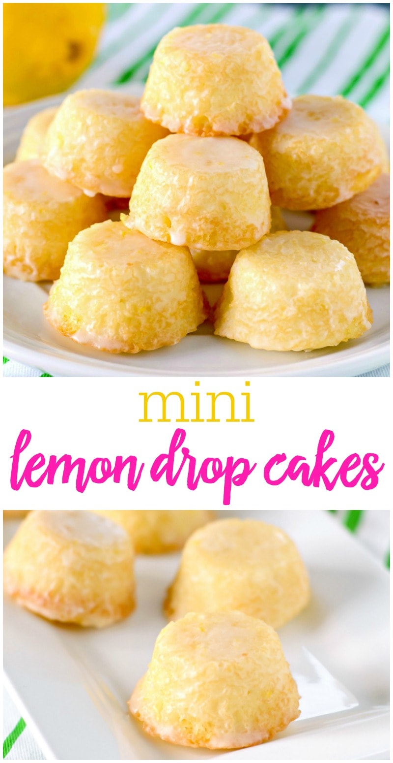 Mini Lemon Drop Cakes on a white plate