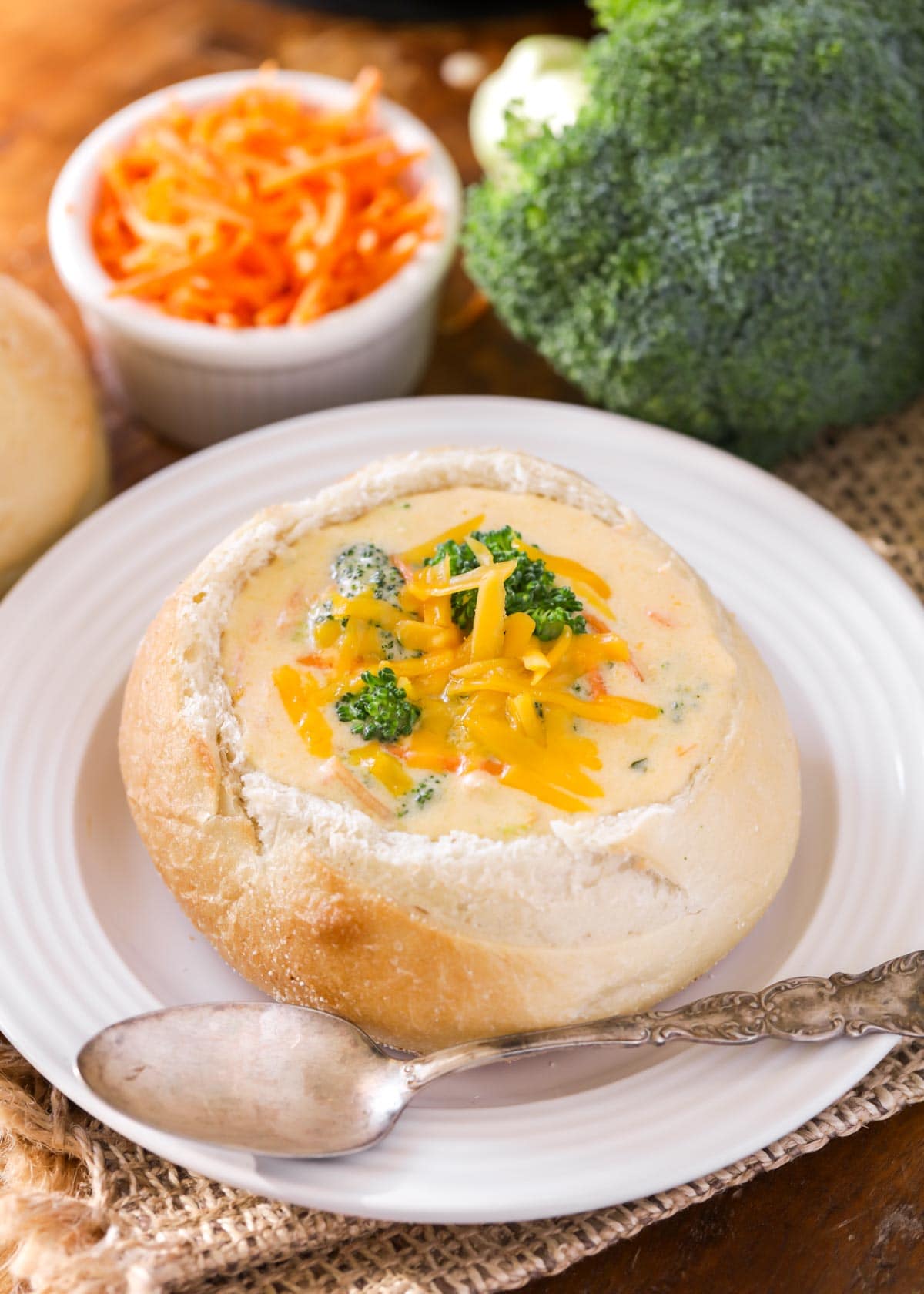 Panera Broccoli Cheddar Soup recipe in bread bowl