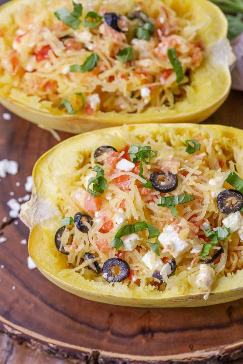 Baked Spaghetti Squash with Basil + Tomatoes | Lil' Luna