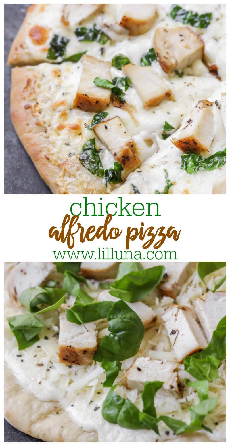 Chicken Alfredo Pizza The BEST White Pizza Recipe Lil Luna   Alfredo Pizza Collage 