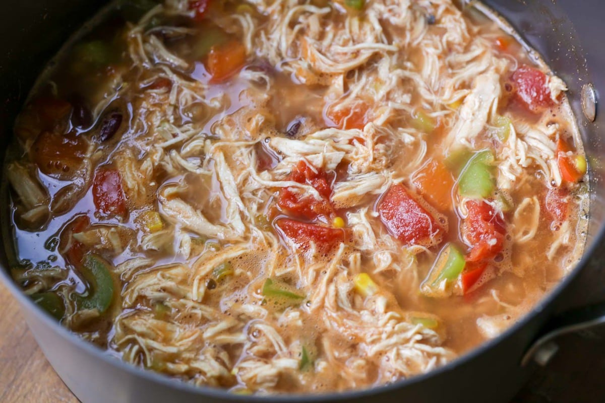Mexican Chicken Soup cooking in stock pot