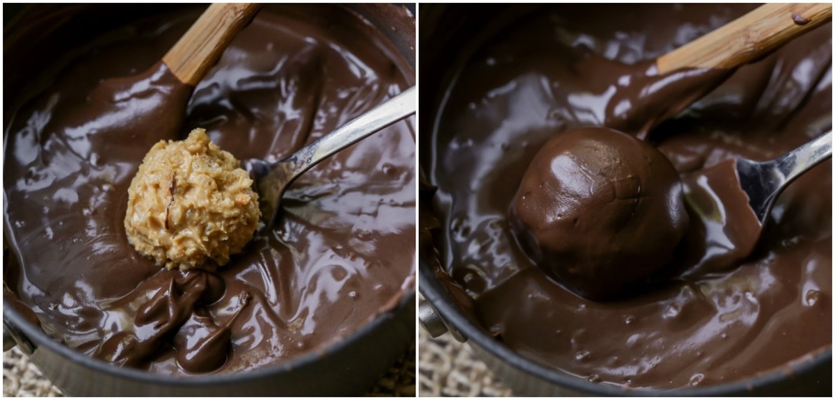 rice krispie balls coated in chocolate