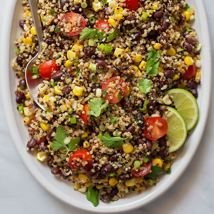 Quinoa Salad served in a white platter