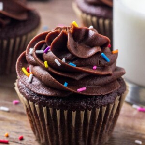 These chocolate cupcakes are moist, fudgy, and so easy to make.