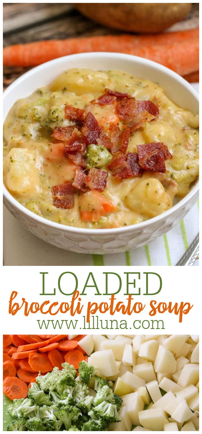 Loaded Broccoli Potato Cheese Soup Recipe + VIDEO | Lil' Luna