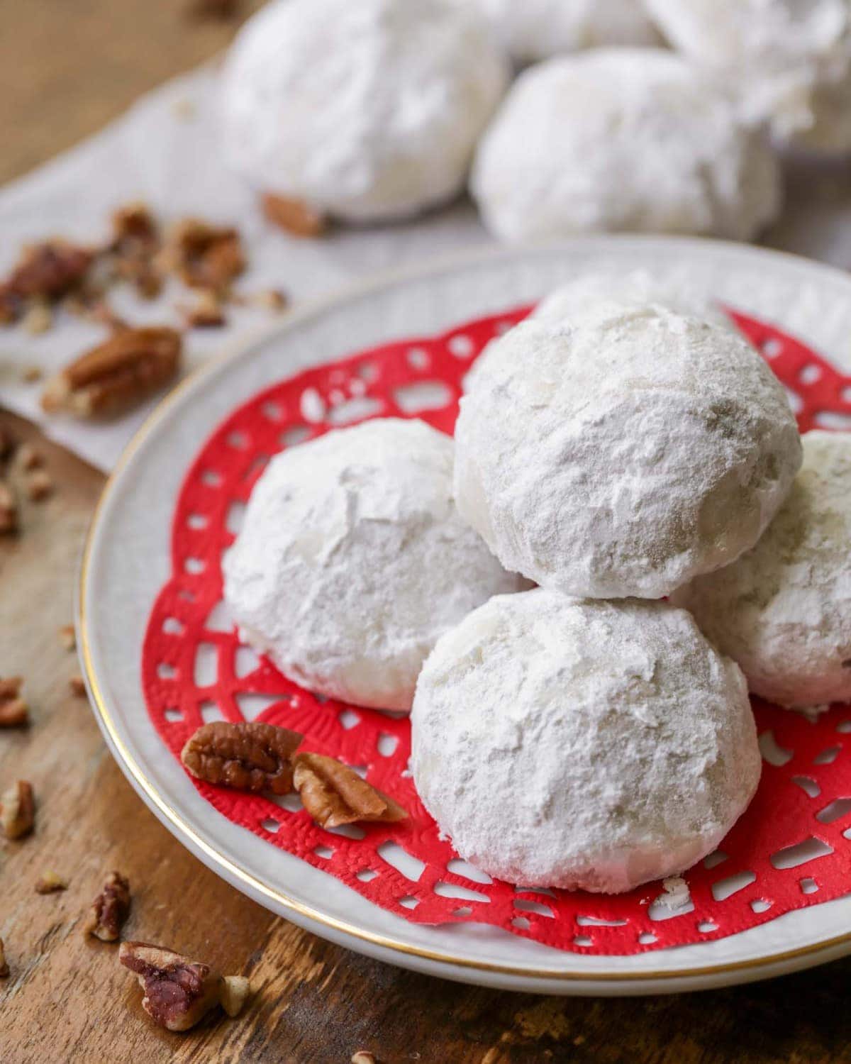 Snowball Cookies coated with powdered sugar