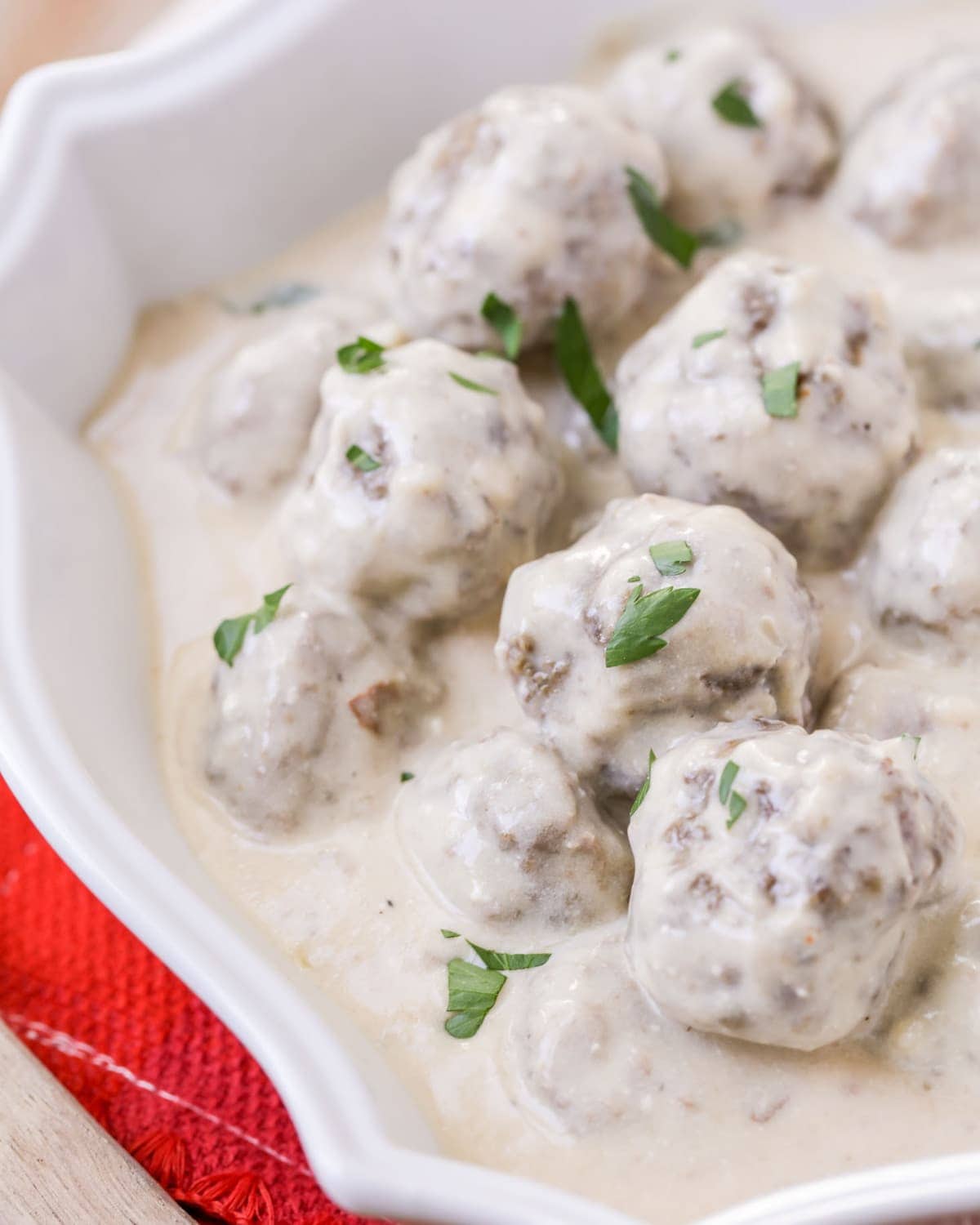 easy swedish meatballs topped with parsley