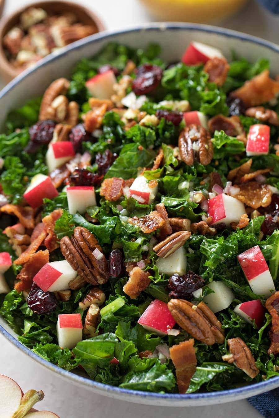 Kale Apple topped with pecans and cranberries