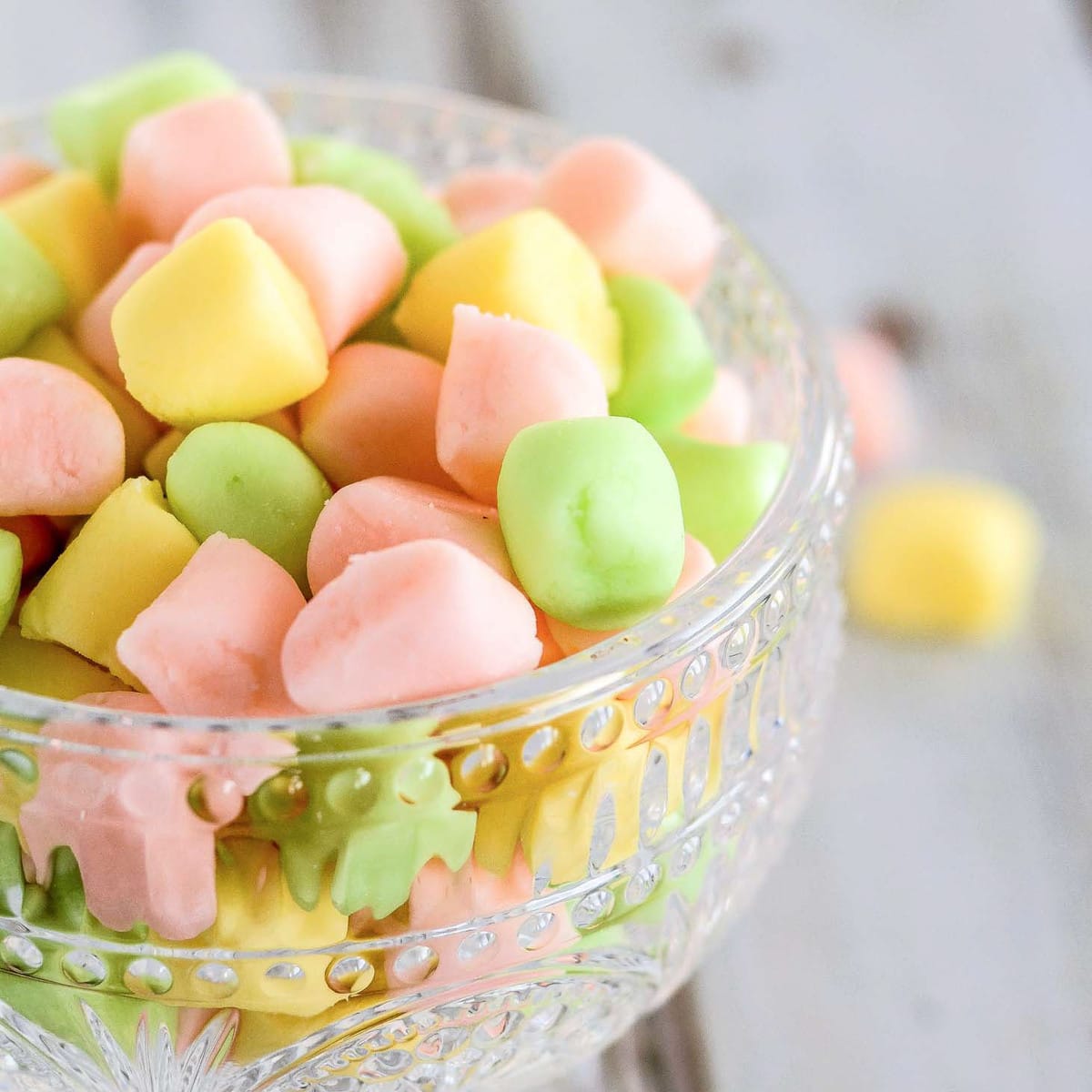 Butter Mints in a glass bowl