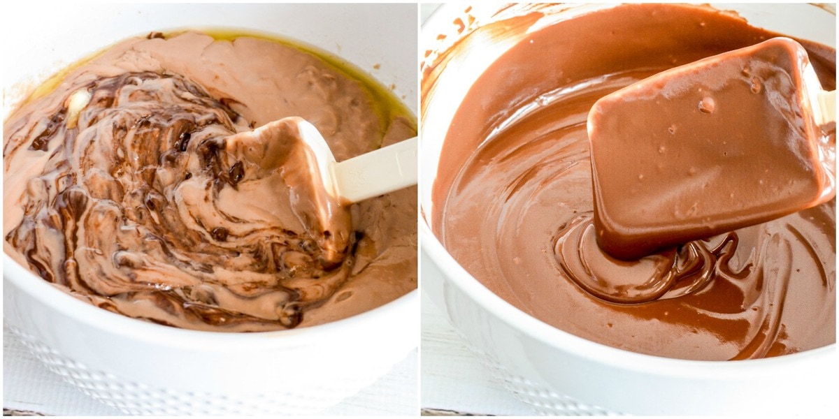 chocolate pudding in a white bowl